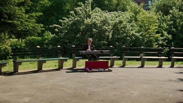 Video Reference: Plant, Outdoor bench, Vertebrate, Table, Tree, Outdoor furniture, Mammal, Shade, Leisure, Grass