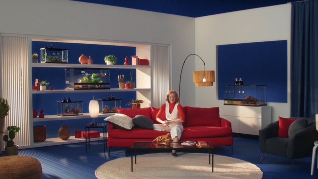 Video Reference: Furniture, Couch, Property, Picture frame, Comfort, Table, Interior design, Living room, studio couch, Home appliance