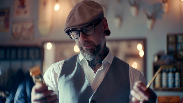 Video Reference: Glasses, Vision care, Beard, Flat cap, Eyewear, Dress shirt, Facial hair, Cool, Moustache, Cap