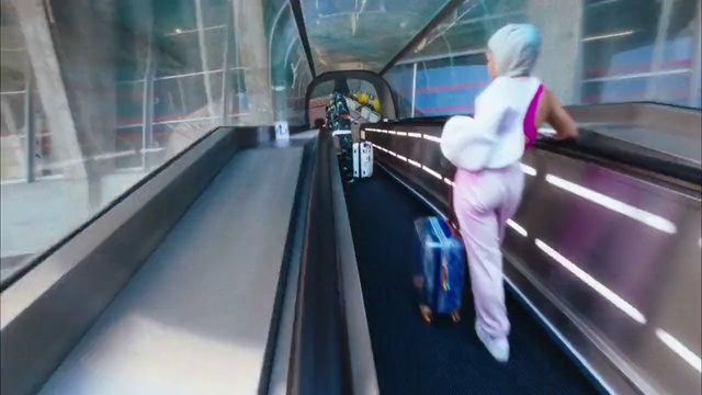 Video Reference: Escalator, Building, Public transport, Leisure, Travel, Recreation, Electric blue, Fun, City, Road