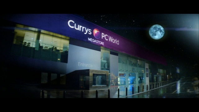 Video Reference: Moon, Architecture, Building, Font, Display device, Facade, Signage, Electric blue, Sky, Advertising