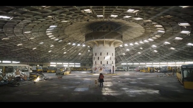 Video Reference: Building, Window, City, Symmetry, Ceiling, Hangar, Metal, Darkness, Night, Engineering
