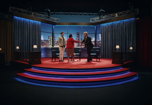 Video Reference: Entertainment, Curtain, Flooring, Suit, Audio equipment, Chair, Event, Stage equipment, Stage, Technology