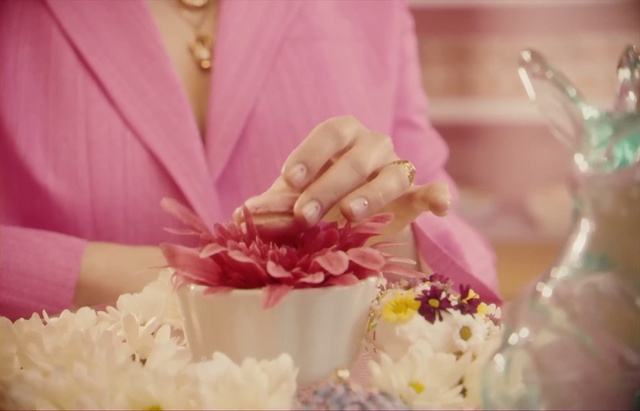 Video Reference: Plant, Flower, Petal, Dress, Gesture, Wedding dress, Pink, Happy, Decoration, Finger
