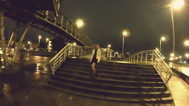 Video Reference: Street light, Stairs, Light, Infrastructure, Flash photography, Sky, Road surface, City, Midnight, Road
