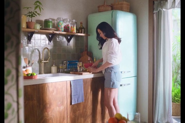 Video Reference: Countertop, Cabinetry, Shorts, Kitchen, Interior design, Sink, Houseplant, Plant, Wood, Flooring