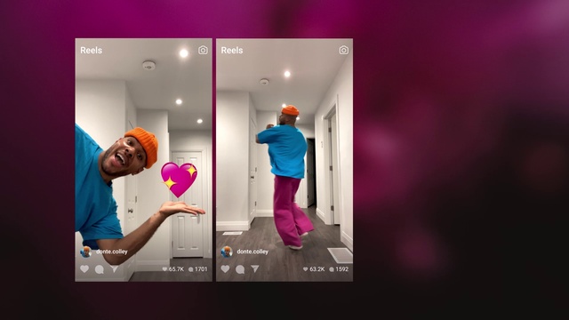 Video Reference: Purple, Flash photography, Sleeve, Lighting, Gesture, Font, Gadget, Violet, Magenta, T-shirt