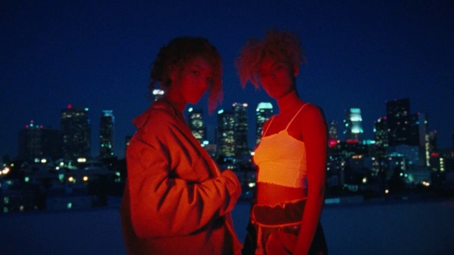 Video Reference: Sky, Blue, Lighting, Gesture, Smile, Flash photography, Building, Happy, Electric blue, Fun