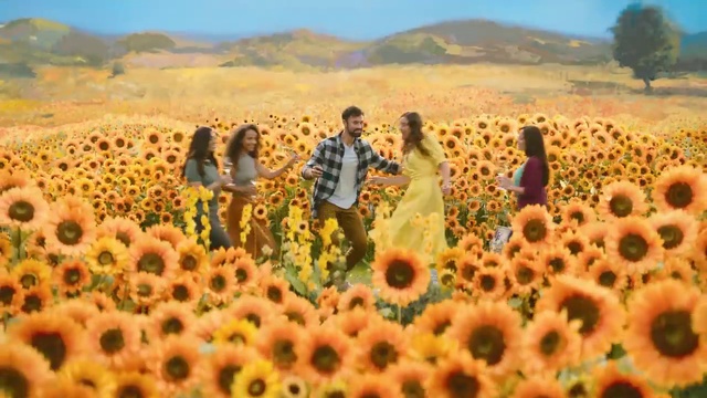 Video Reference: Flower, Plant, Photograph, Sky, Ecoregion, People in nature, Natural environment, Happy, Yellow, Vegetation