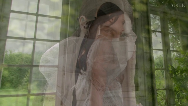 Video Reference: Window, Textile, Sunlight, Bridal veil, Wood, Bridal accessory, Wedding dress, Long hair, Glass, Art