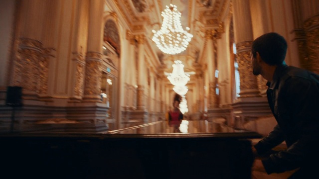 Video Reference: Interior design, Window, Event, Glass, Ceiling, Pianist, Room, Darkness, Chandelier, Light fixture