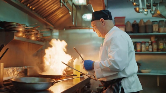 Video Reference: Food, Chefs uniform, Tableware, Kitchen, Chief cook, Chef, Gas stove, Cuisine, Cooking, Cookware and bakeware