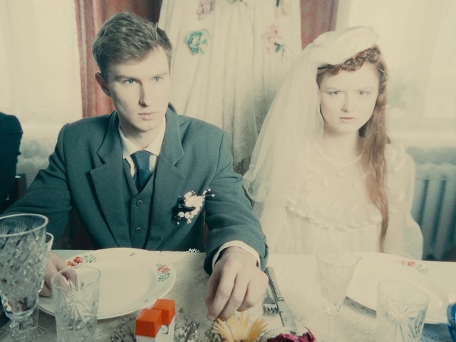 Video Reference: Wedding dress, Photograph, Facial expression, Bride, Dress, Happy, Bridal clothing, Tie, Fun, Flower Arranging