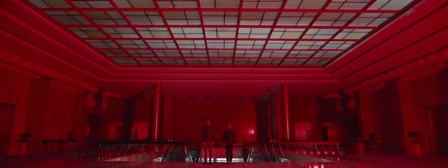 Video Reference: Building, Lighting, Interior design, Hall, Pink, Red, Wood, Magenta, Tints and shades, Ceiling