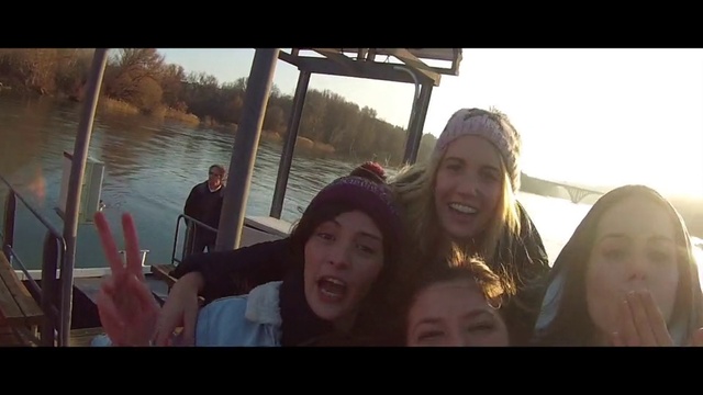 Video Reference: Water, Smile, Happy, Gesture, Flash photography, Sky, Travel, Leisure, Tree, T-shirt