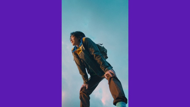 Video Reference: Purple, Sleeve, Knee, Shorts, Thigh, Sportswear, T-shirt, Font, Electric blue, Fashion design