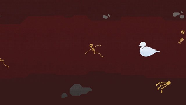 Video Reference: abstract, dark red, duck, skeleton, game art, icon, flat design, minimal, surreal, cartoon, background, 2d, stylized, floating, pattern, illustration