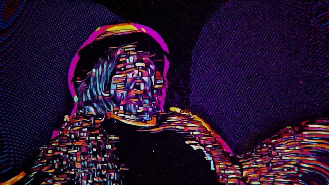 Video Reference: Purple, Human body, Sleeve, Art, T-shirt, Magenta, Font, Cap, Electric blue, Visual effect lighting