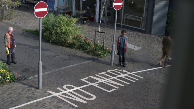 Video Reference: Plant, Infrastructure, Road surface, Lighting, Asphalt, Zebra crossing, Line, Thoroughfare, Traffic sign, Urban design