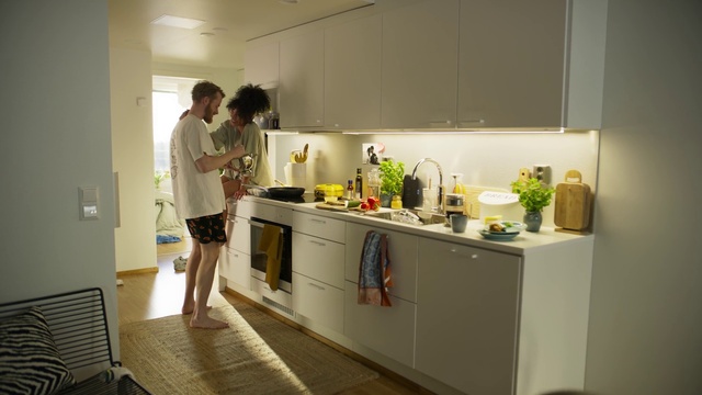 Video Reference: Countertop, Cabinetry, Plant, Building, Houseplant, Interior design, Kitchen, Flooring, Floor, Sink