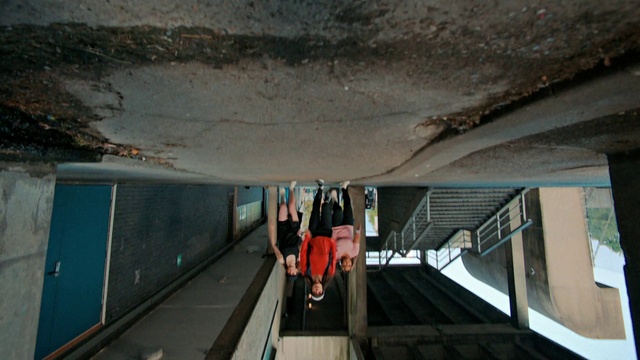 Video Reference: Building, Stairs, Tree, Plant, Concrete, Ceiling, Road, Bridge, Recreation, Public transport