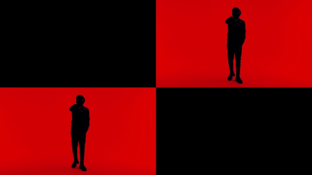 Video Reference: People in nature, Standing, Art, Gesture, Font, Sleeve, Red, Rectangle, Electric blue, Magenta
