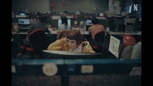Video Reference: office, call center, cubicles, computer, headset, employees, workplace, desk, monitor, indoor, service, customer support, busy, technology