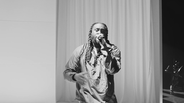 Video Reference: Microphone, Beard, Performing arts, Grey, Black-and-white, Style, Entertainment, Audio equipment, Music, Music artist