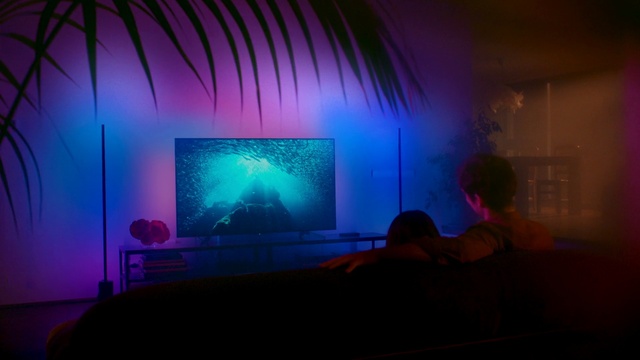 Video Reference: Purple, Entertainment, Magenta, Event, Comfort, Space, Visual effect lighting, Electric blue, Building, Display device