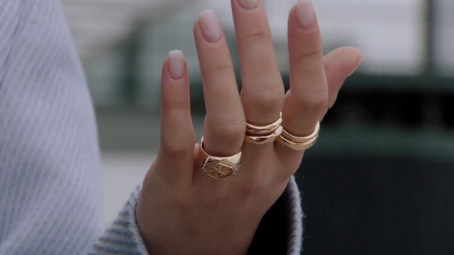 Video Reference: Body jewelry, Neck, Gesture, Finger, Thumb, Wrist, Nail, Wedding ceremony supply, Jewellery, Happy