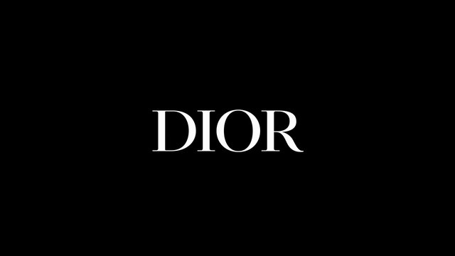 Video Reference: DIOR, text, logo, black background, luxury, brand, minimal, centered, white