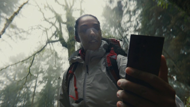 Video Reference: Mobile phone, Gadget, Jacket, Tree, Recreation, Communication Device, Forest, Personal protective equipment, Sky, Telephony