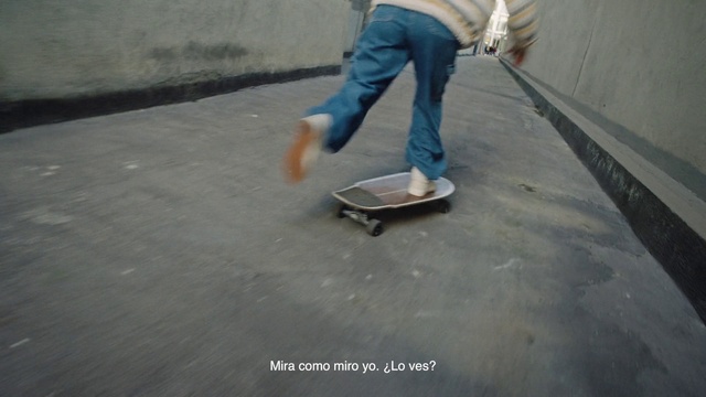 Video Reference: Leg, Road surface, Asphalt, Kickflip, Rolling, Skateboarder, Recreation, Sneakers, Wood, Human leg