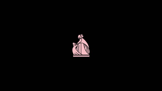 Video Reference: graphic, icon, illustration, pink, black background, woman, child, stylized, minimal, logo-like
