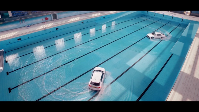 Video Reference: Water, Vehicle, Window, Blue, Car, Swimming pool, Mode of transport, Aqua, Tire, Automotive design