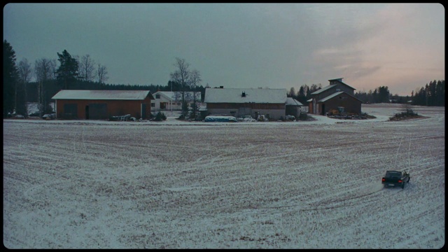Video Reference: Sky, Building, Snow, Cloud, Tree, Vehicle, Automotive tire, Freezing, House, Tints and shades