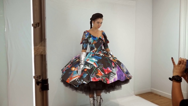 Video Reference: One-piece garment, Fashion, Sleeve, Dress, Waist, Fashion design, Day dress, Headgear, Gown, Formal wear