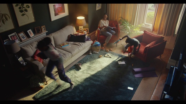 Video Reference: Couch, Picture frame, Comfort, Plant, Table, Wood, Living room, Flooring, Floor, Lamp