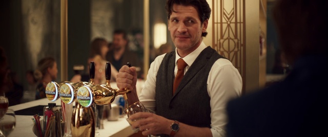Video Reference: Watch, Bottle, Drinkware, Smile, Barware, Dress shirt, Drink, Tie, Alcoholic beverage, Drinking establishment