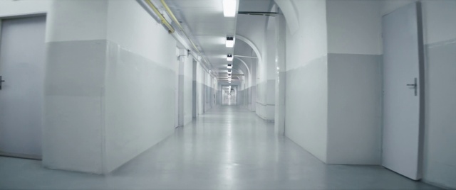 Video Reference: Fixture, Grey, Floor, Flooring, Building, Symmetry, Parallel, Glass, Monochrome photography, Composite material