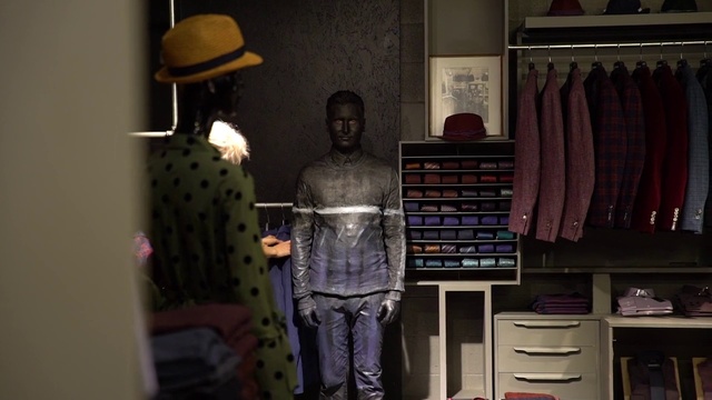 Video Reference: Clothing, Cabinetry, Hat, Fashion, Sleeve, Standing, Sun hat, Drawer, Headgear, Eyewear