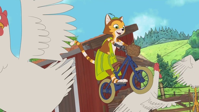 Video Reference: Wheel, Tire, Plant, Cartoon, Bicycle, Tree, Fictional character, Art, Vehicle, Illustration