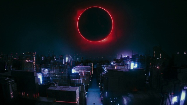 Video Reference: Sky, Building, Purple, Entertainment, Moon, Violet, Astronomical object, Midnight, Magenta, Gas