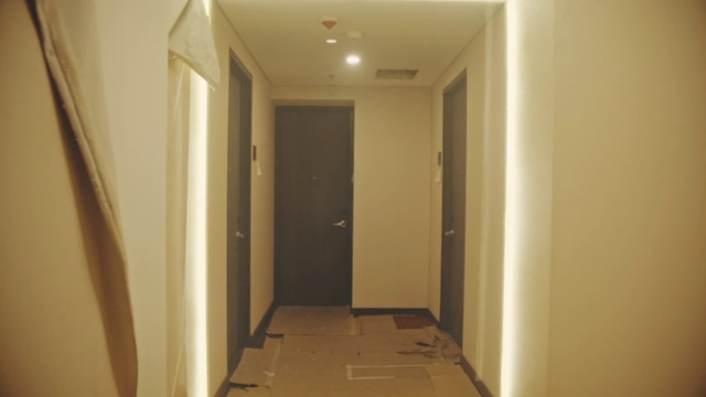 Video Reference: Building, Fixture, Door, Wood, Flooring, Floor, Home door, House, Hardwood, Ceiling