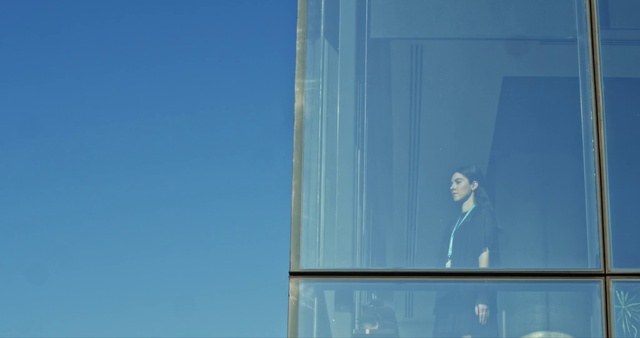 Video Reference: Water, Sky, Azure, Building, Rectangle, Art, Electric blue, Facade, Glass, Transparent material