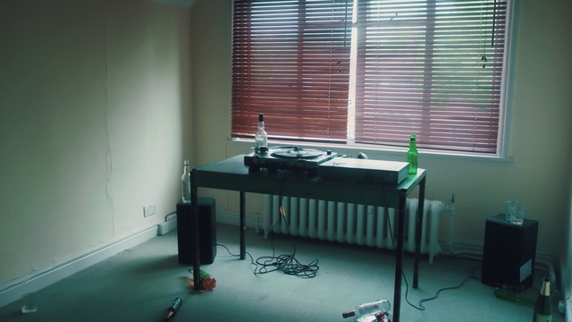 Video Reference: Window, Table, Building, Window blind, Interior design, Wood, Stool, Shade, Fixture, House