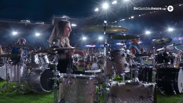 Video Reference: Membranophone, Idiophone, Musical instrument, Drum, Cymbal, Concert, Drumhead, Musician, Purple, Guitarist