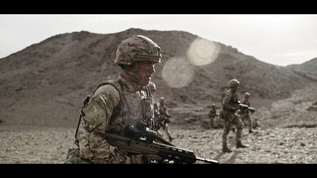 Video Reference: Military camouflage, Helmet, Military uniform, Military person, Sky, Squad, Marines, Machine gun, Soldier, Army