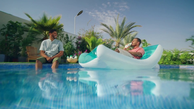 Video Reference: Water, Sky, Plant, Nature, Azure, Happy, Leisure, Tree, Swimming pool, Travel