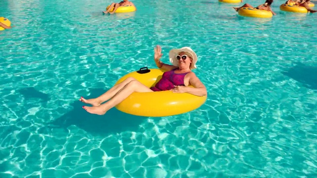 Video Reference: Water, Swimming pool, Azure, Outdoor recreation, Baby float, Fun, Leisure, Headgear, Aqua, Swimwear